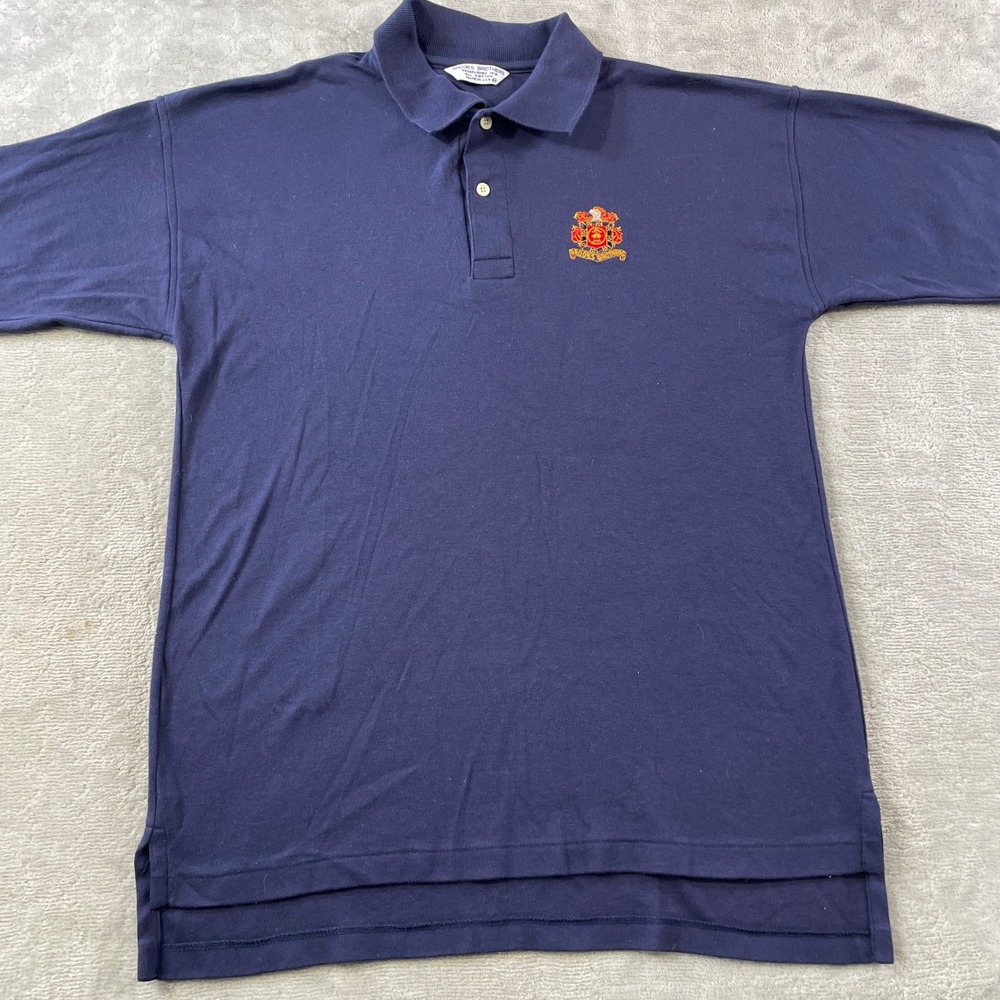 Vintage Brooks Brothers Polo Shirt Mens Medium Blue Cotton Crest USA Preppy